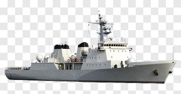 Gray Warship On Water PNG