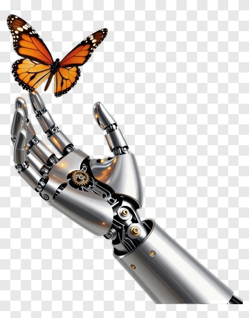 Robot Hand Holding Butterfly PNG