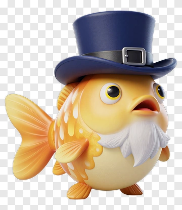 Goldfish In Top Hat With Beard PNG