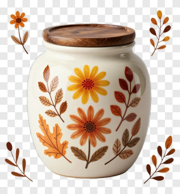 Decorative Jar With Floral Pattern PNG