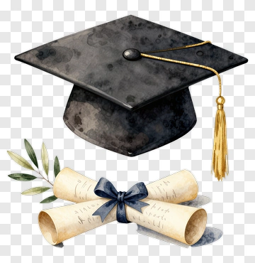 Graduation Cap With Scroll And Olive Branch PNG