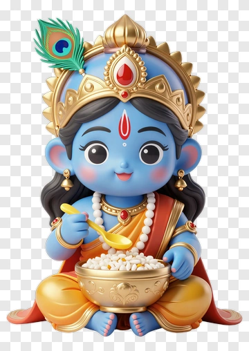 Blue Child Deity With Peacock Feather PNG