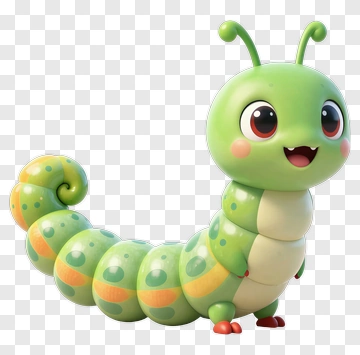 Cute Green Caterpillar PNG