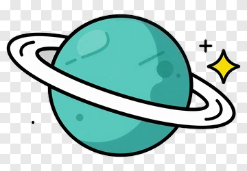 Teal Planet With Ring PNG