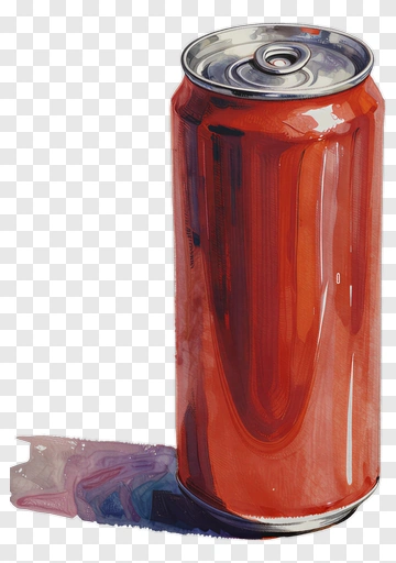 Red Soda Can Watercolor Painting PNG