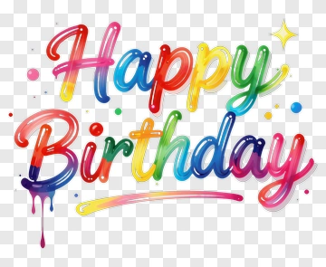 Happy Birthday Rainbow Text PNG