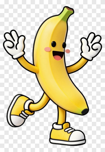 Happy Banana Character Dancing PNG