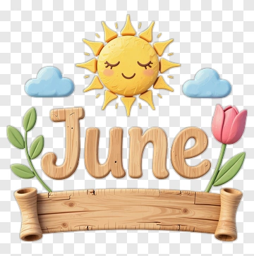 June With Smiling Sun And Tulip PNG