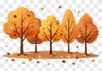 Autumn Trees With Falling Leaves PNG