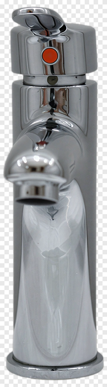 Modern Chrome Faucet With Red Button PNG