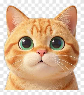 Cute Orange Cat With Big Green Eyes PNG