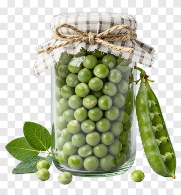 Fresh Peas In Glass Jar PNG