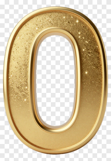 Golden Number Zero With Sparkle Effect PNG