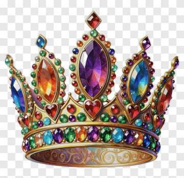 Ornate Crown Adorned With Colorful Gemstones PNG