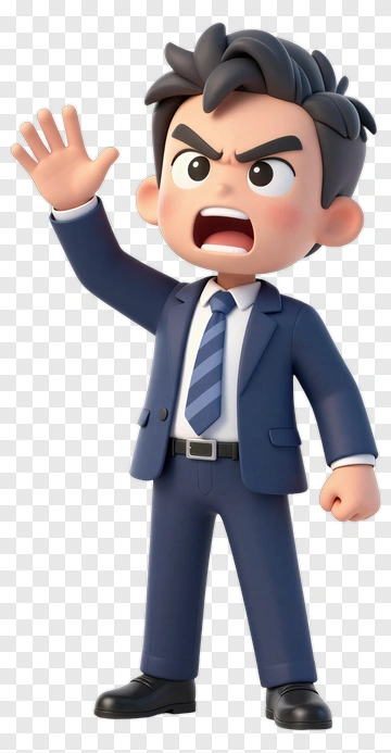Cartoon Businessman With Angry Expression PNG