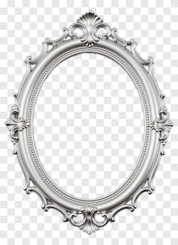 Silver Ornate Mirror PNG