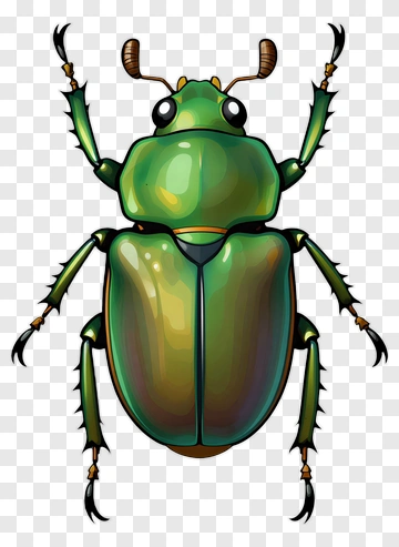 Green Beetle Illustration PNG