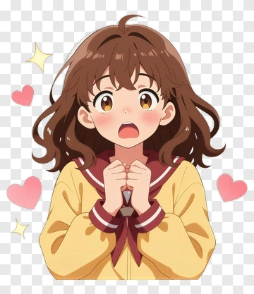 Excited Anime Girl In School Uniform PNG