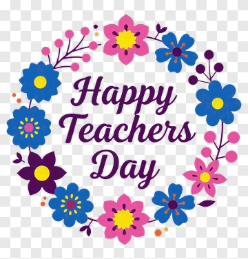 Happy Teachers Day Floral Wreath PNG