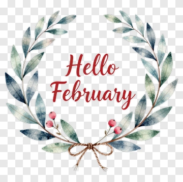 Hello February Wreath PNG