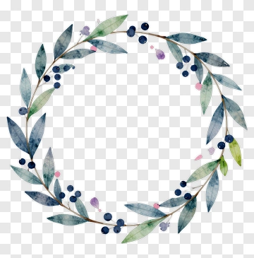 Watercolor Wreath With Leaves And Berries PNG