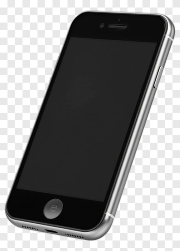Silver Smartphone With Black Screen PNG
