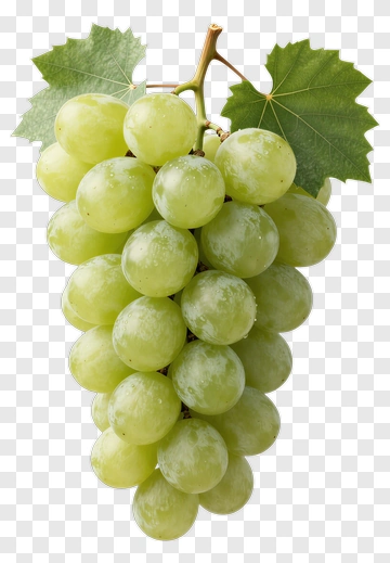 Cluster Of Green Grapes With Leaves PNG