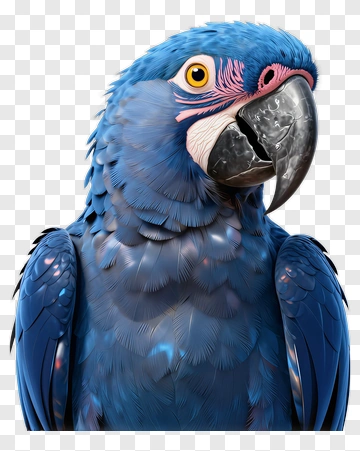 Blue Parrot With Pink Facial Markings PNG