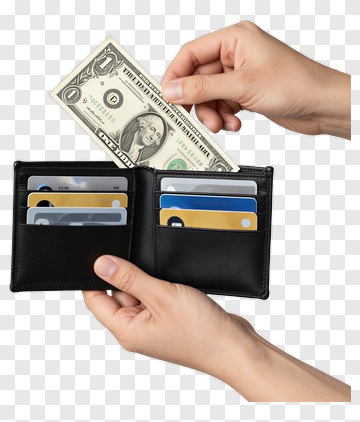Hand Holding Wallet With Cash PNG