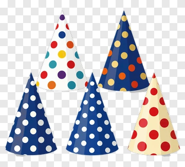 Five Party Hats With Polka Dots PNG