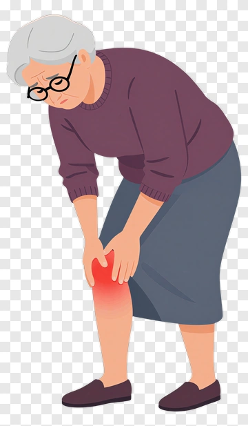 Elderly Woman Holding Injured Knee PNG