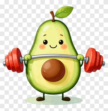 Avocado Lifting Weights PNG