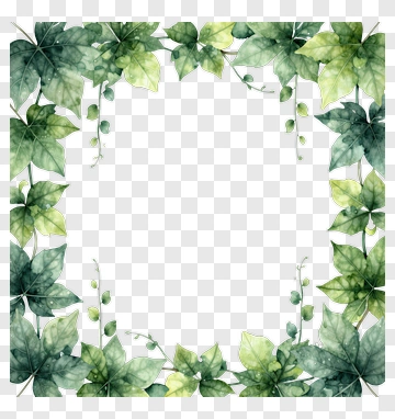 Watercolor Ivy Leaf Border PNG
