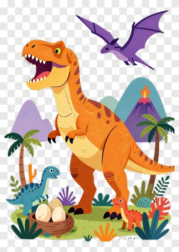 Tyrannosaurus With Pterodactyl And Dinosaur Eggs PNG