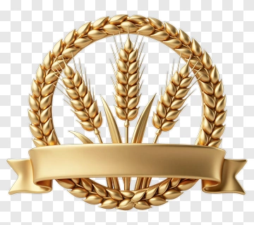 Golden Wheat Wreath With Ribbon PNG