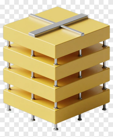 Stacked Yellow Box With Metal Cross PNG