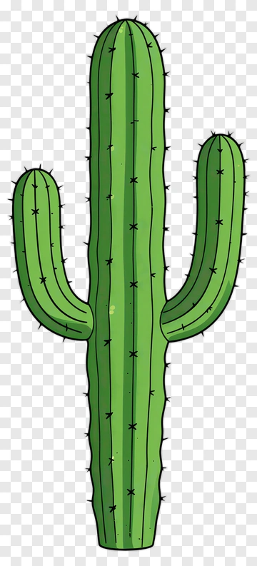 Hand-drawn Green Cactus PNG