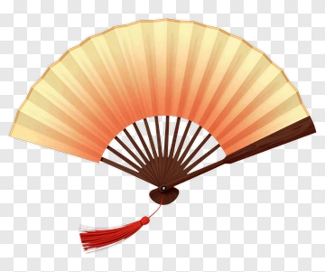 Traditional Chinese Fan With Red Tassel PNG