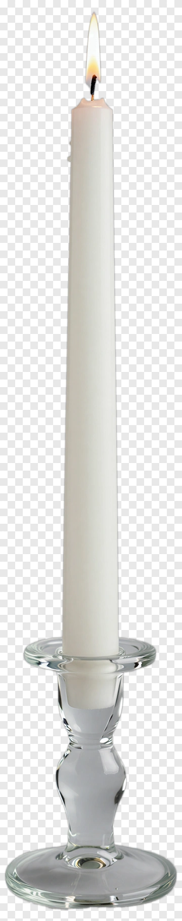 White Candle In Glass Candlestick PNG