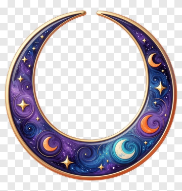 Moon Frame With Cosmic Design PNG