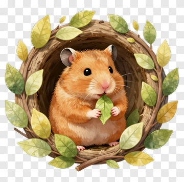 Cute Hamster Holding Leaf PNG