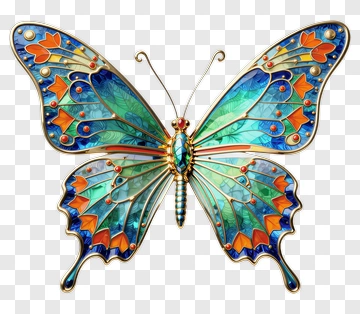 Butterfly Brooch With Enamel Wings PNG