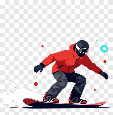 Snowboarder In Red Jacket PNG
