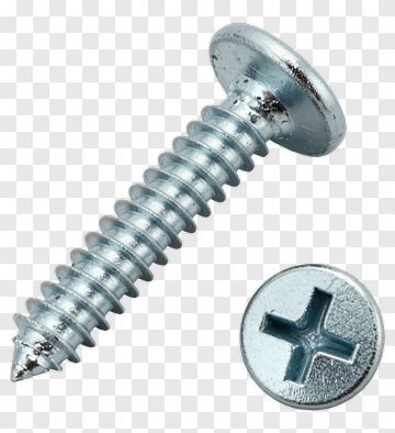 Silver Screw With Cross Head PNG