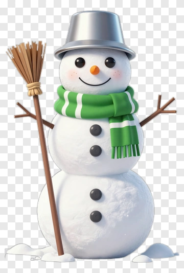 Snowman With Hat And Scarf PNG