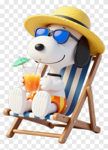 Snoopy Relaxing On Beach Chair PNG