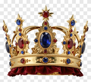 Golden Crown Adorned With Red And Blue Gems PNG