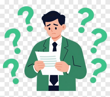 Man Holding Document Surrounded By Question Marks PNG
