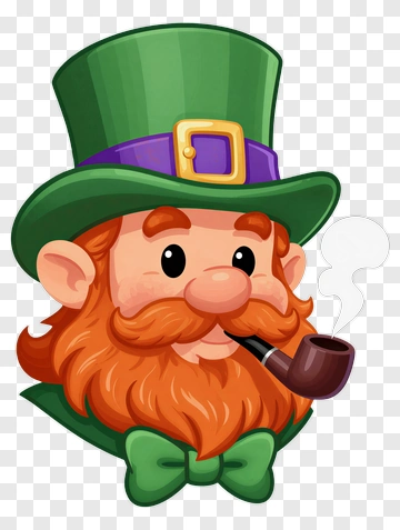 Leprechaun With Pipe And Top Hat PNG
