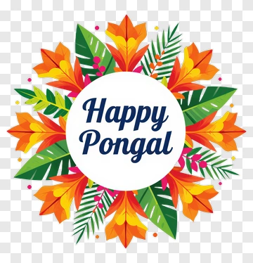 Happy Pongal Floral Wreath Design PNG